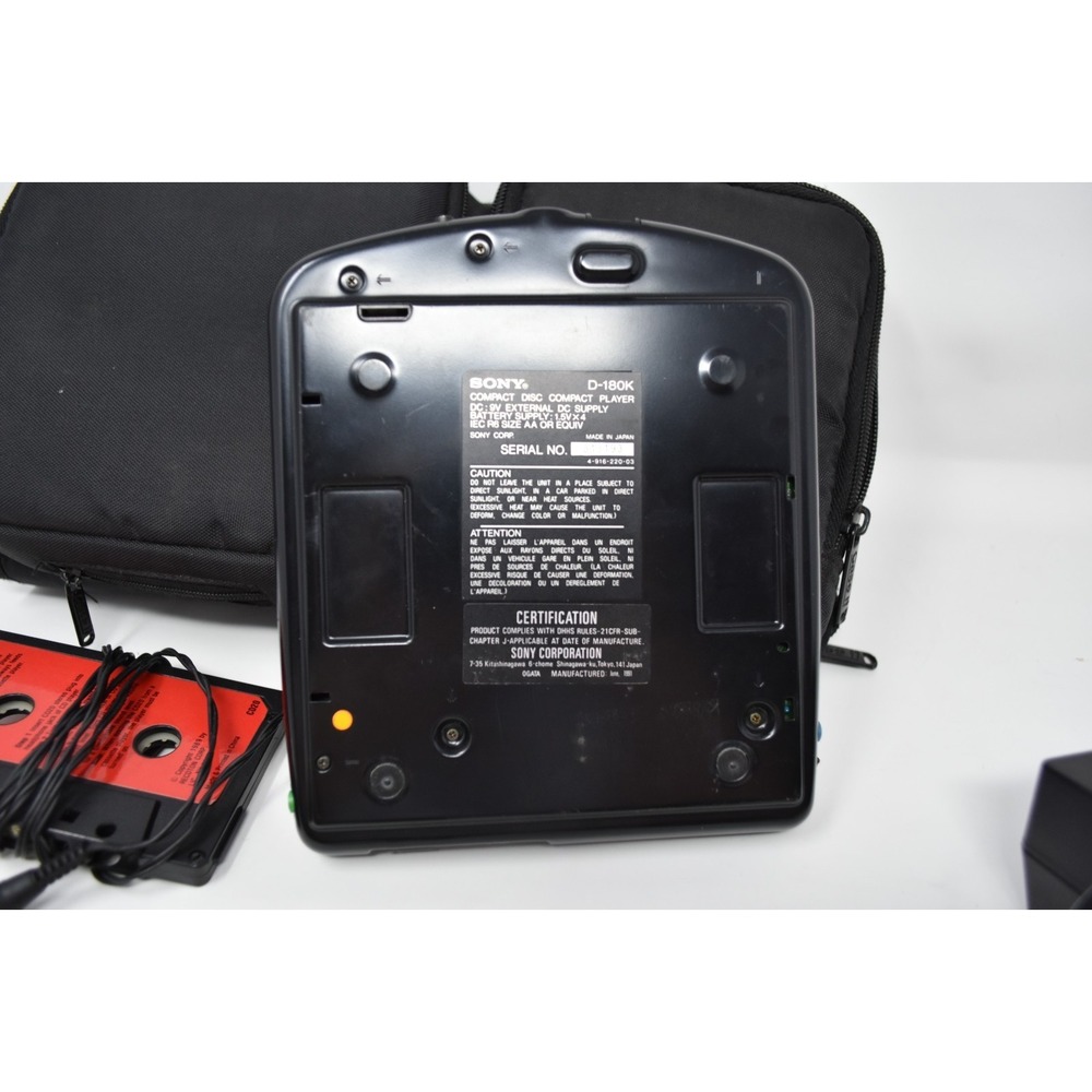 Vintage Sony D-180K Car Discman Portable CD Player Complete Kit Case Adapter - Picture 8 of 10